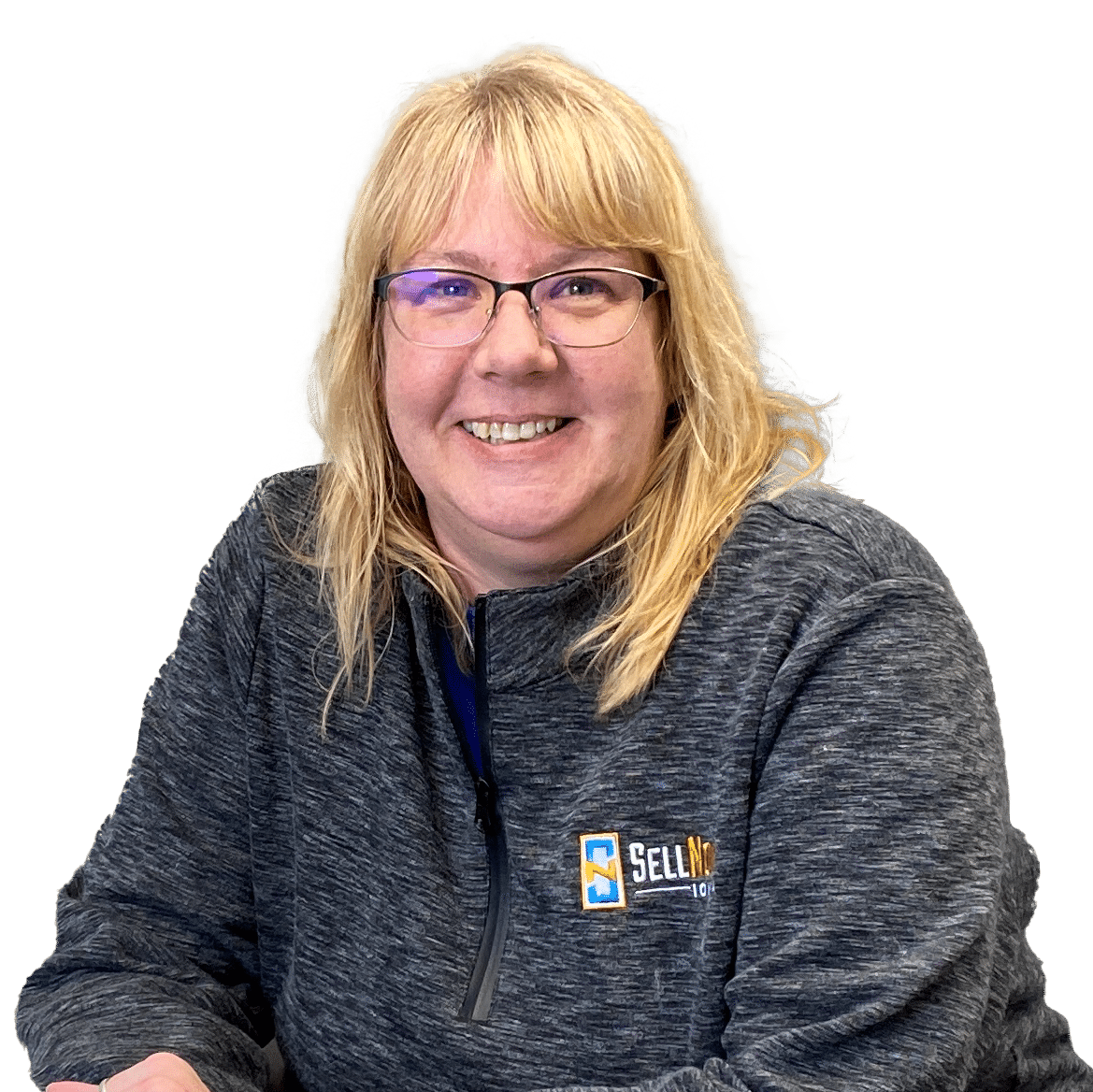 Lesa at desk cutout About Us | Sell Now Iowa